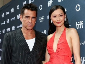 Colin Farrell and Fala Chen attend Netflix's "Ballad Of A Small Player" Canadian premiere on September 09, 2025 in Toronto