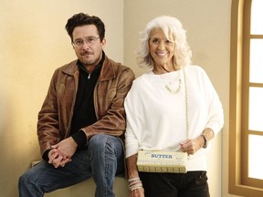 Billy Corben and Paula Deen of "Canceled: The Paula Deen Story" pose in the Getty Images Portrait Studio Presented by IMDb and IMDbPro during the Toronto International Film Festival at InterContinental Toronto Centre on September 07, 2025 in Toronto.