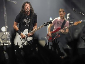 Dave Grohl of Foo Fighters looks out towards fans during a concert at the Verdun Auditorium in the Montreal area, July 10, 2023.