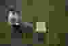Man spreads fertilzer on a lawn