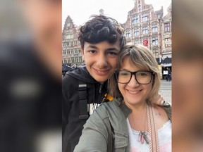 Janet and Jake Koukoulitakis pose for a picture. Mother and son.