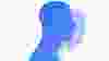 Blue male silhouette in profile with a translucent projection. Mental health concept. Duality and hidden emotions.