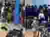 Images taken from video show a massive brawl after cruise ship were picking up their luggage in Galveston, Texas, Saturday, April 26, 2025.