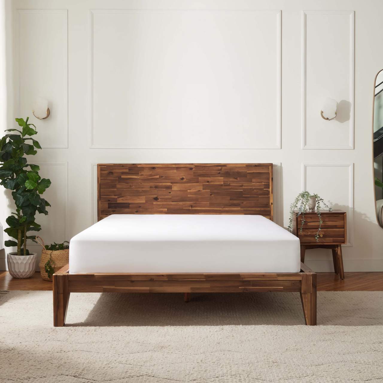 Wooden Queen Bed Frame with Headboard