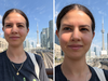 iPhone Air selfie camera: zoomed in at 1 and 2.